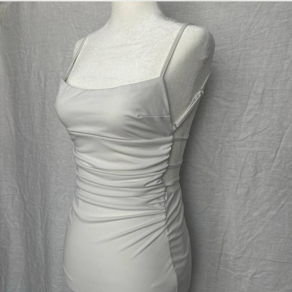 Zara White Maxi Dress With Tie-Up Back